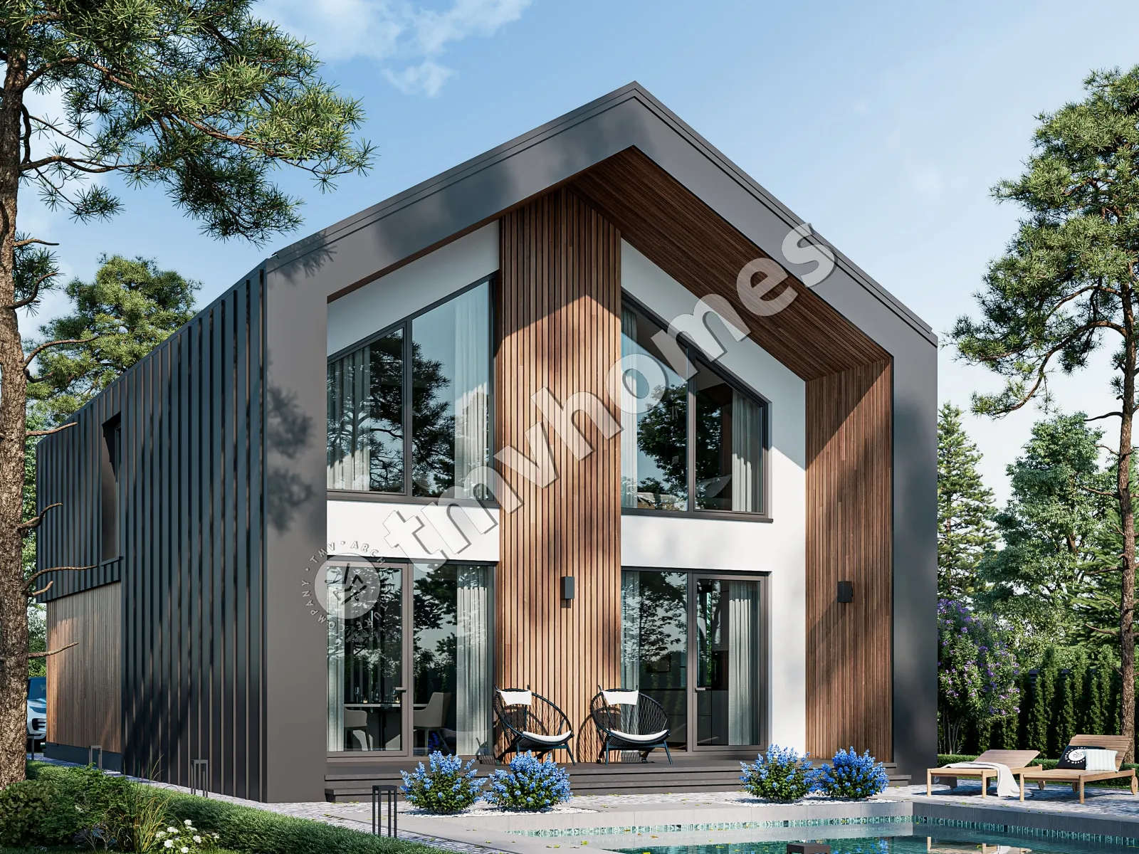 Namo projektas su mansarda 172 m²: 4 Miegamieji, 3 Vonios, Atvira virtuvė, be Garažo