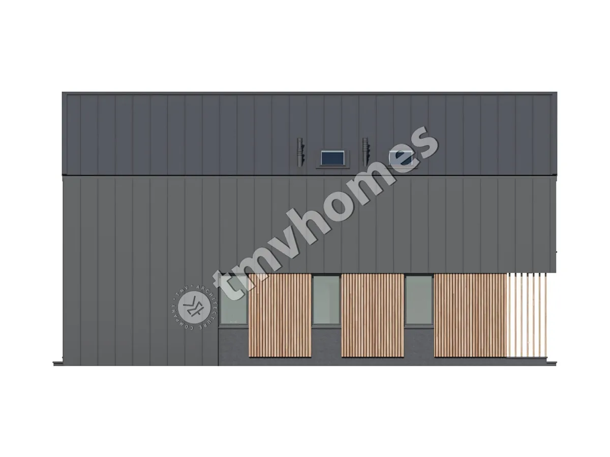 Namo projektas su mansarda 172 m²: 4 Miegamieji, 3 Vonios, Atvira virtuvė, be Garažo
