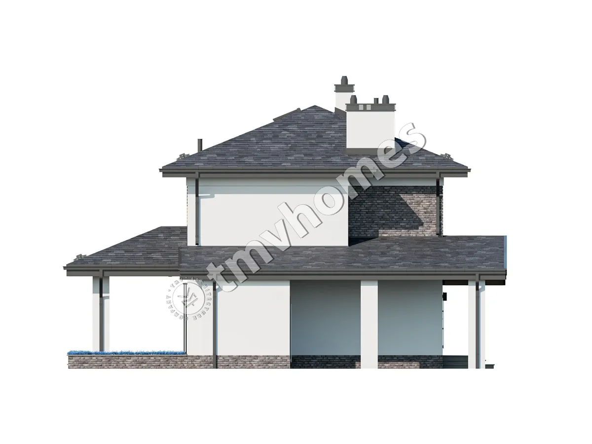 Dviejų aukštų namo projektas 177 m²: 3 Miegamieji, 3 Vonios, Atvira virtuvė, be Garažo