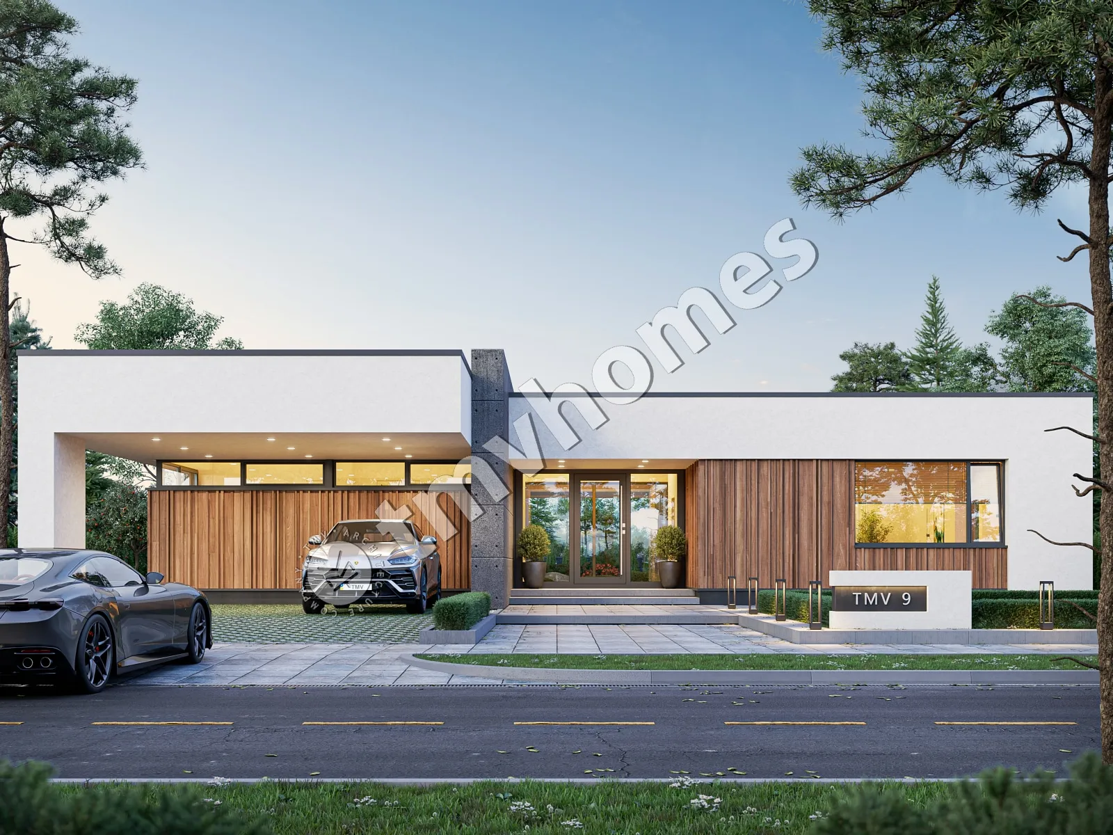 Vieno aukšto namo projektas 224 m²: 3 Miegamieji, 3 Vonios, Atvira virtuvė, be Garažo
