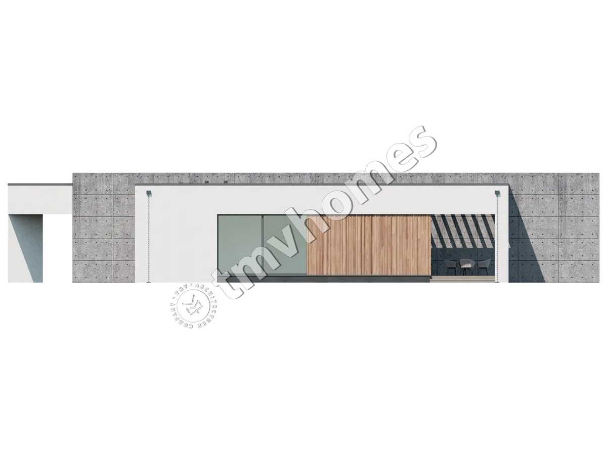 Vieno aukšto namo projektas 224 m²: 3 Miegamieji, 3 Vonios, Atvira virtuvė, be Garažo