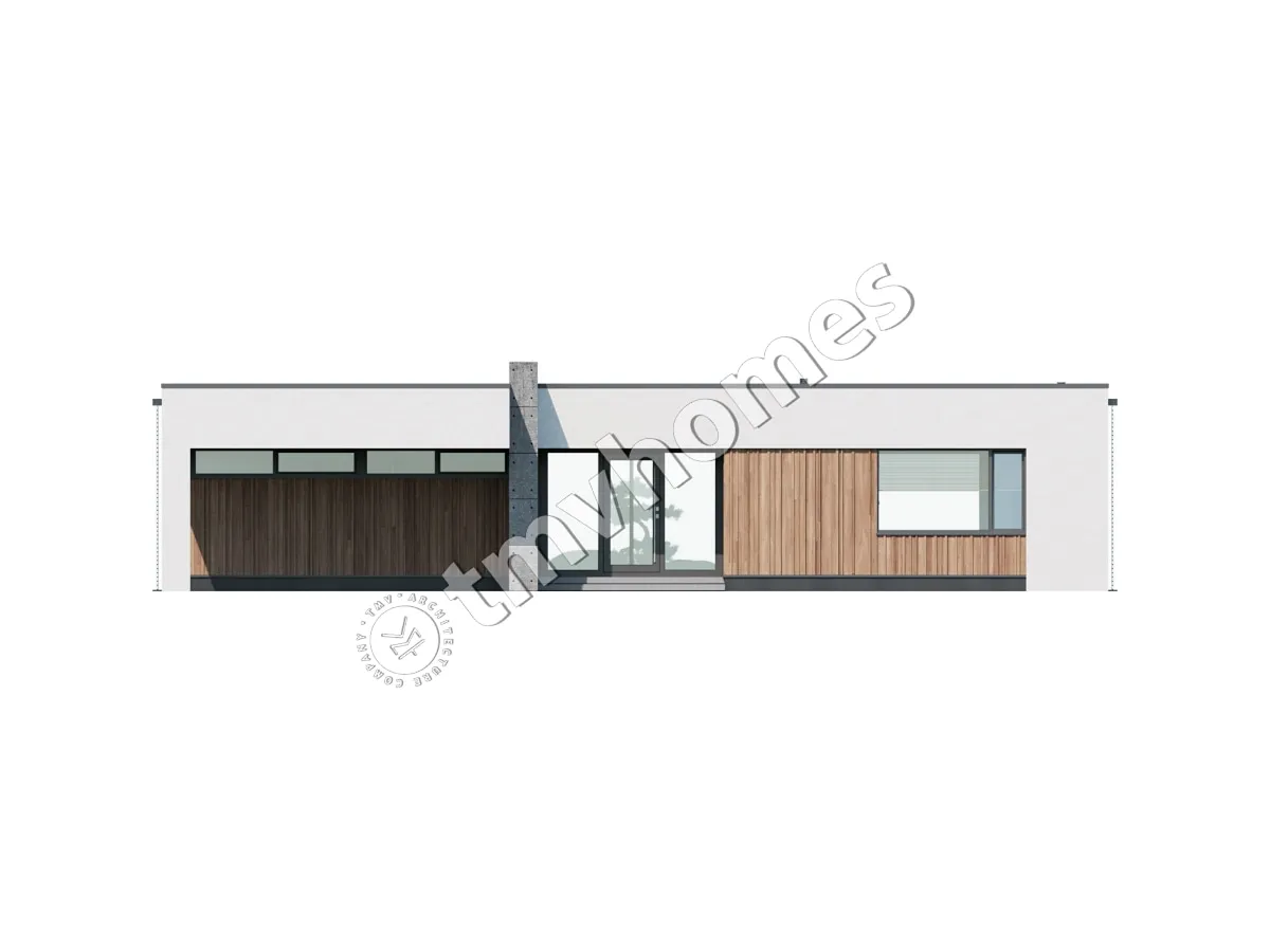 Vieno aukšto namo projektas 224 m²: 3 Miegamieji, 3 Vonios, Atvira virtuvė, be Garažo
