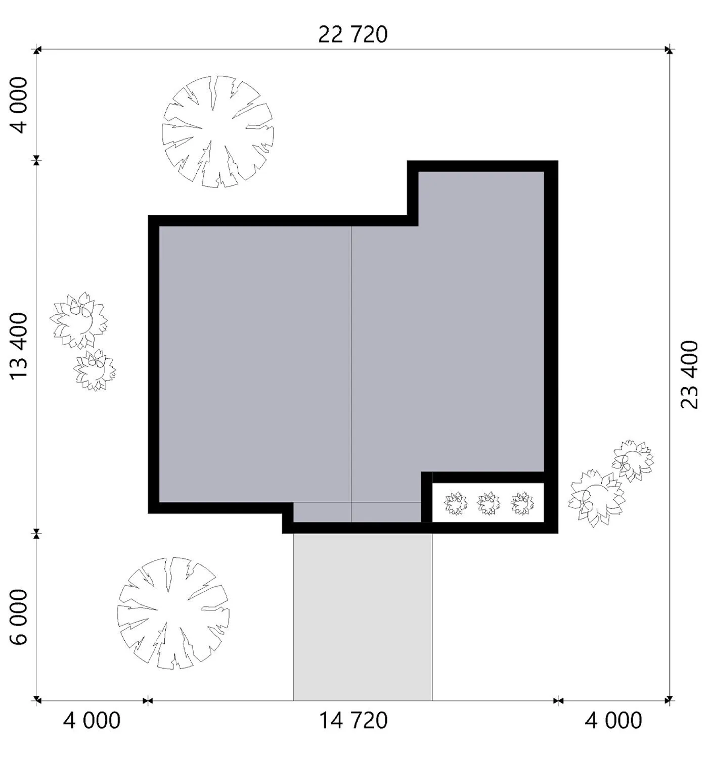 Vieno aukšto namo projektas 113 m²: 3 Miegamieji, 2 Vonios, Atvira virtuvė, be Garažo