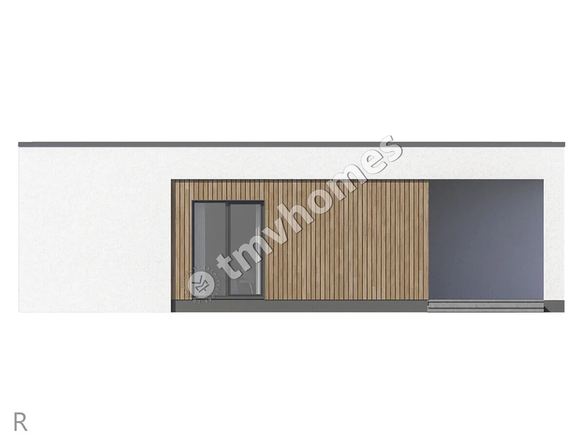Vieno aukšto namo projektas 113 m²: 3 Miegamieji, 2 Vonios, Atvira virtuvė, be Garažo
