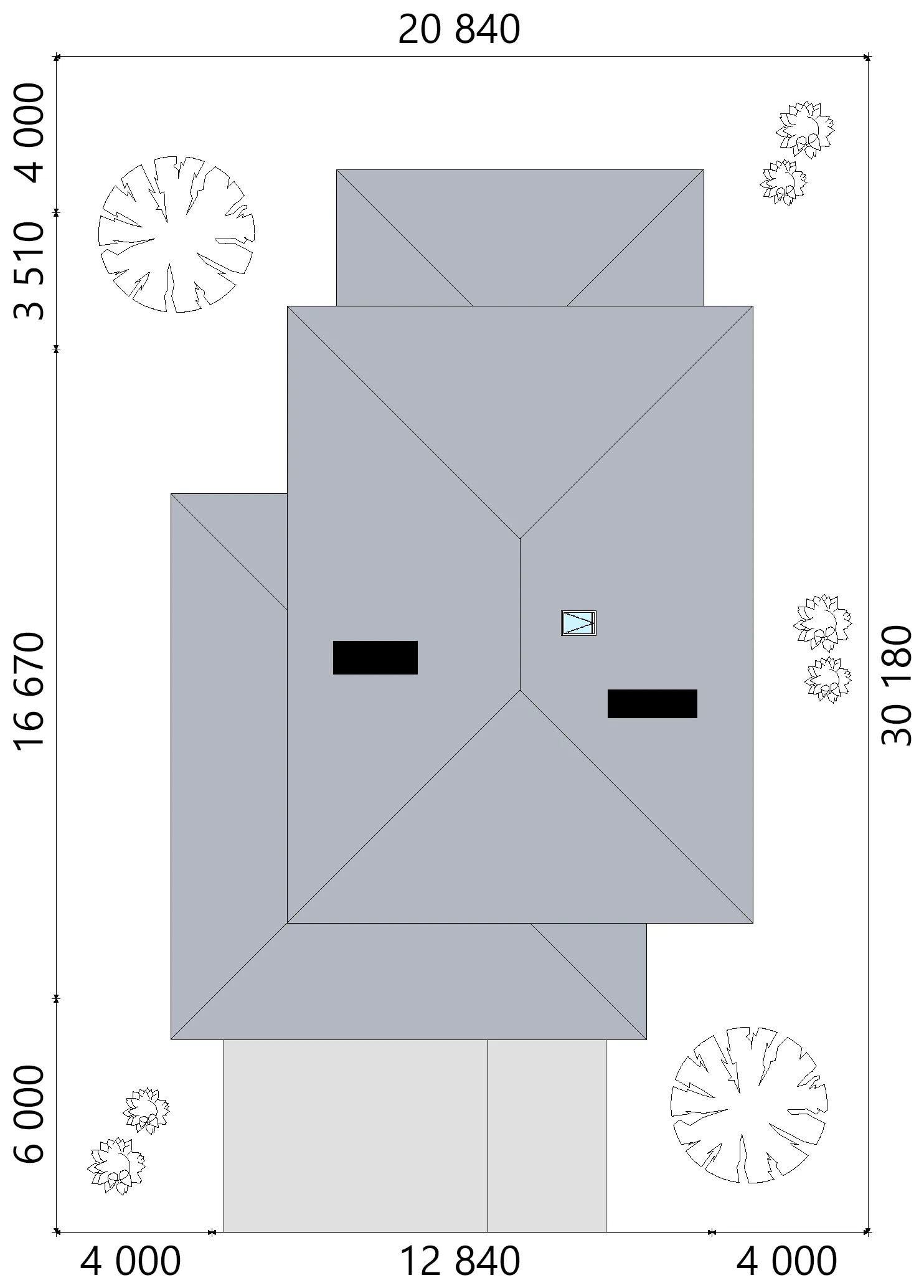Dviejų aukštų namo projektas 237 m²: 3 Miegamieji, Darbo kambarys, 2 Vonios, Atvira virtuvė, Garažas