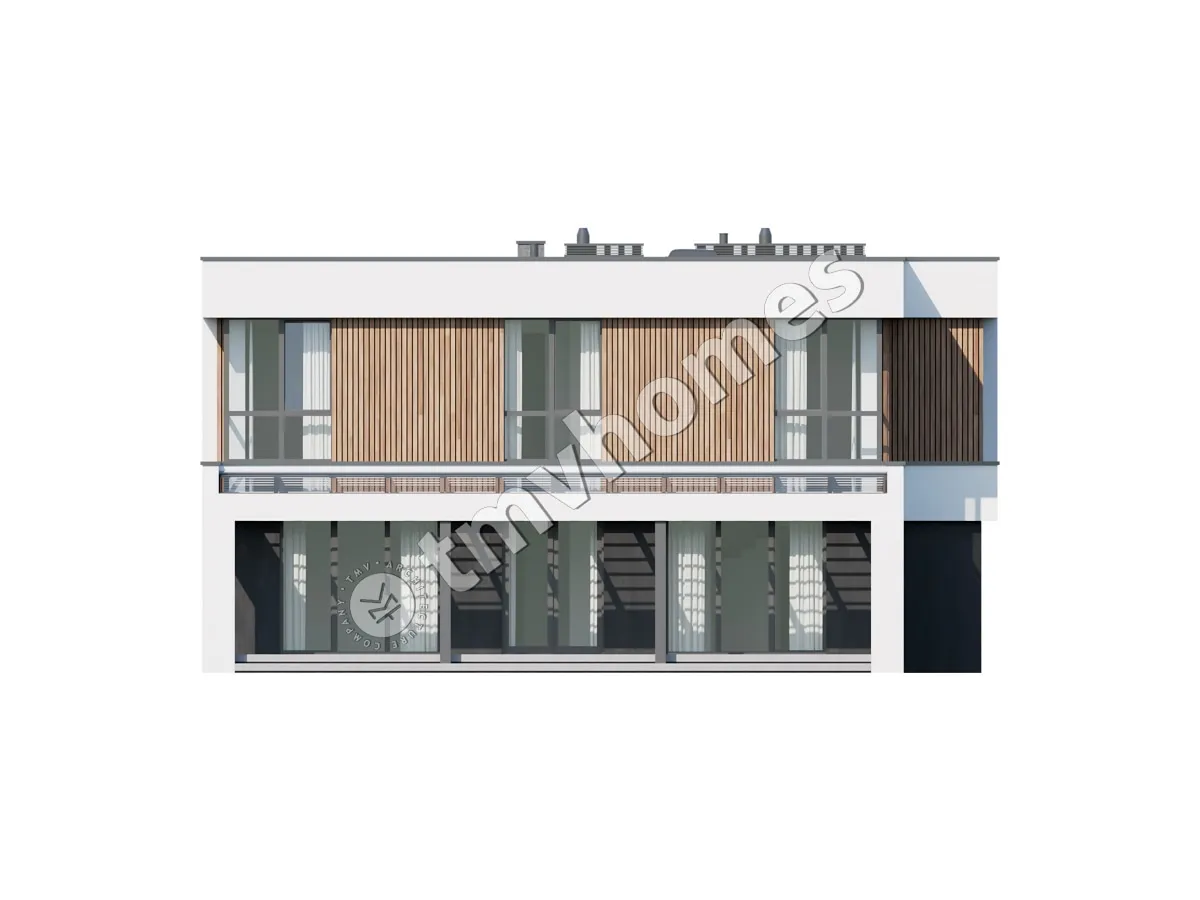 Dviejų aukštų namo projektas 337 m²: 4 Miegamieji, Darbo kambarys, 3 Vonios, Atvira virtuvė, Garažas