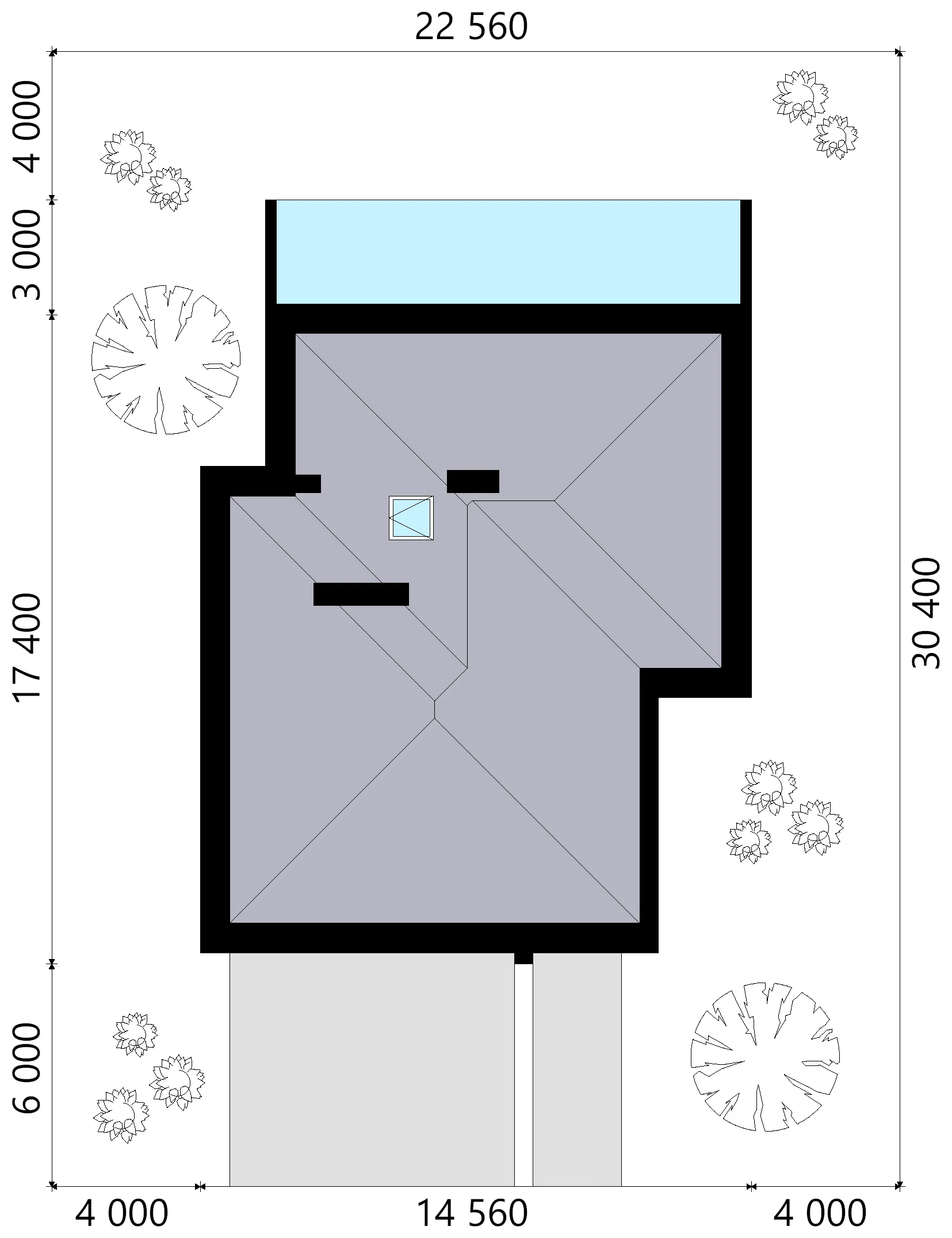 Dviejų aukštų namo projektas 337 m²: 4 Miegamieji, Darbo kambarys, 3 Vonios, Atvira virtuvė, Garažas