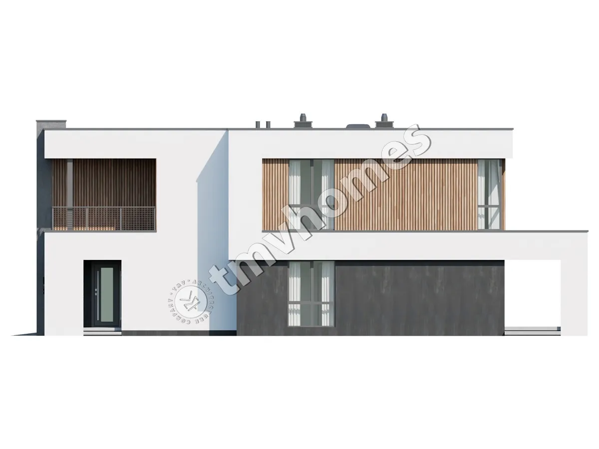 Dviejų aukštų namo projektas 337 m²: 4 Miegamieji, Darbo kambarys, 3 Vonios, Atvira virtuvė, Garažas