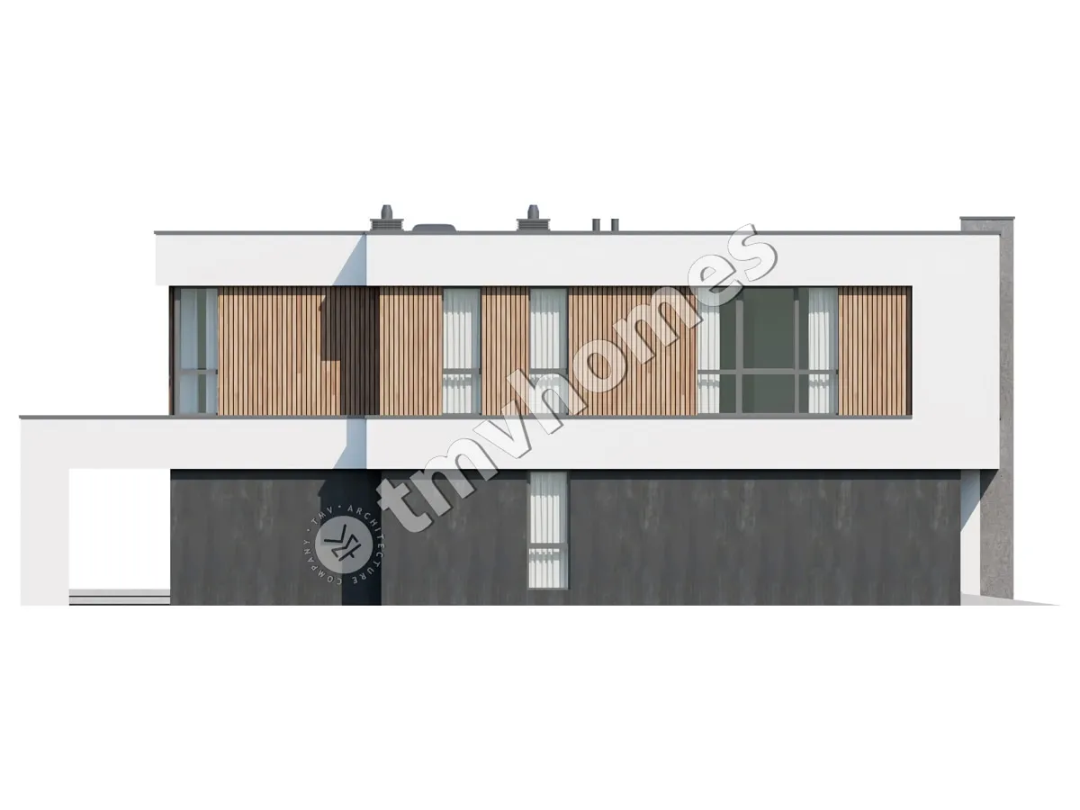 Dviejų aukštų namo projektas 337 m²: 4 Miegamieji, Darbo kambarys, 3 Vonios, Atvira virtuvė, Garažas