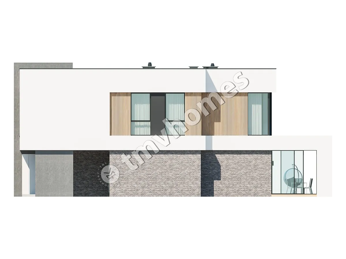 Dviejų aukštų namo projektas 252 m²: 3 Miegamieji, Darbo kambarys, 3 Vonios, Atvira virtuvė, be Garažo
