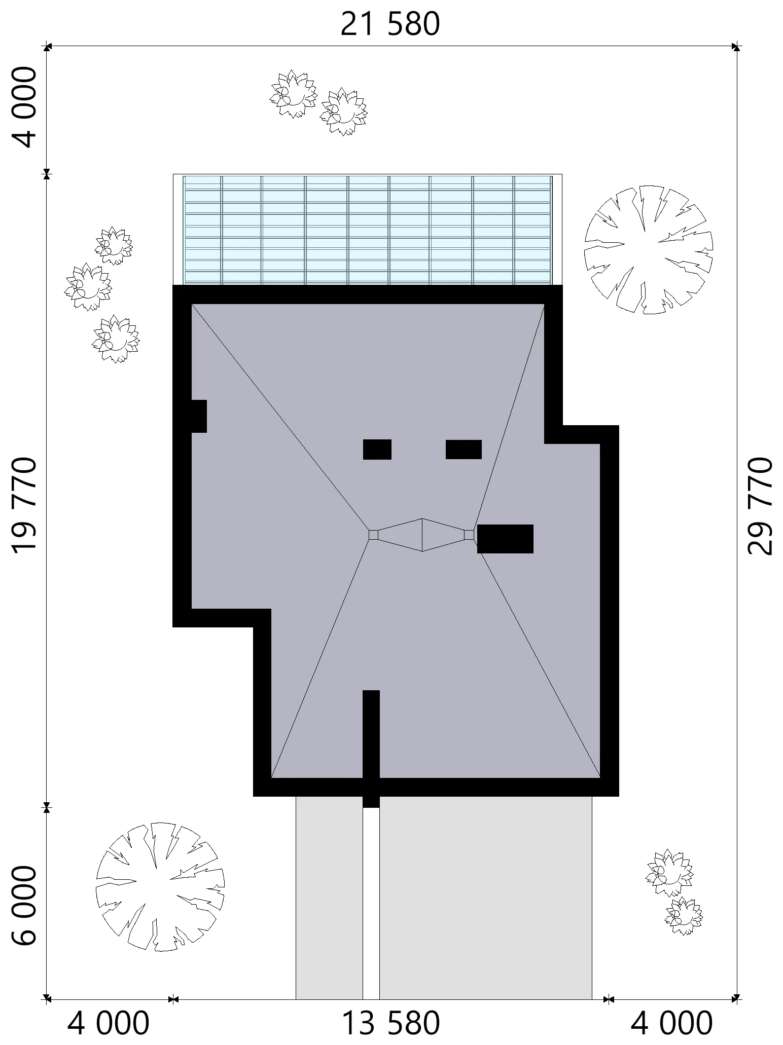 Dviejų aukštų namo projektas 252 m²: 3 Miegamieji, Darbo kambarys, 3 Vonios, Atvira virtuvė, be Garažo