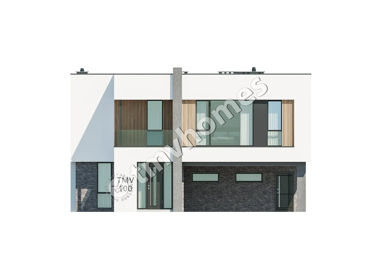 Dviejų aukštų namo projektas 252 m²: 3 Miegamieji, Darbo kambarys, 3 Vonios, Atvira virtuvė, be Garažo