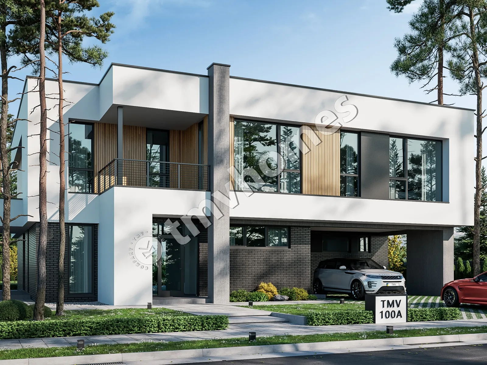 Dviejų aukštų namo projektas 363 m²: 5 Miegamieji, 4 Vonios, Atvira virtuvė, be Garažo