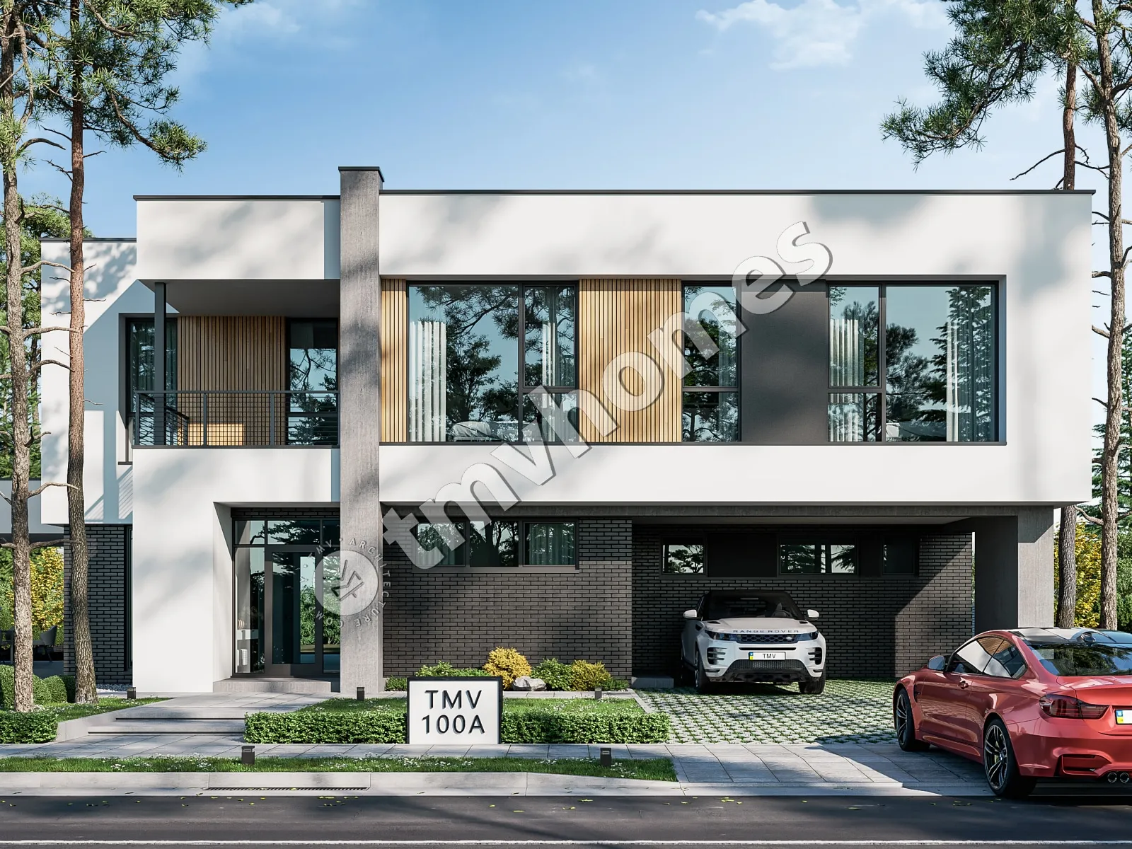 Dviejų aukštų namo projektas 363 m²: 5 Miegamieji, 4 Vonios, Atvira virtuvė, be Garažo