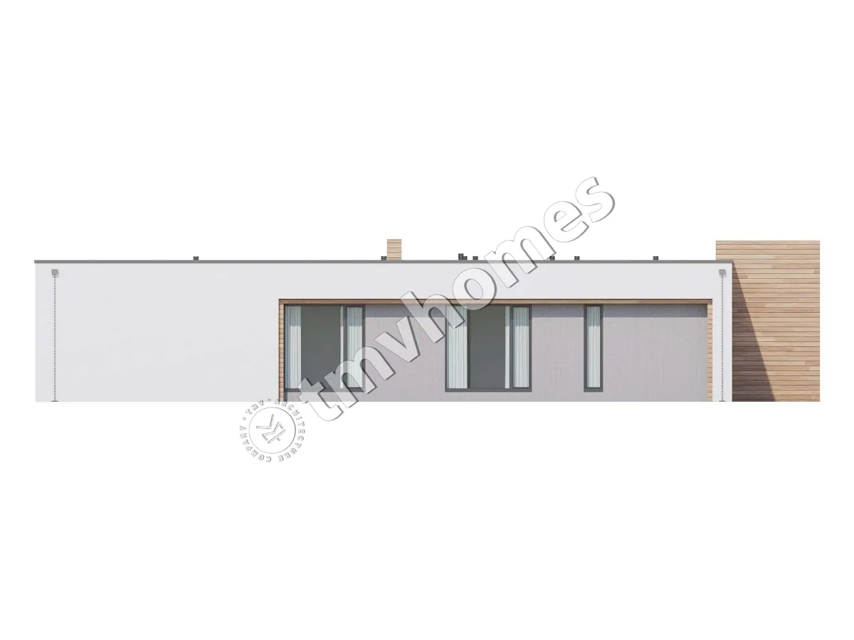 Vieno aukšto namo projektas 243 m²: 4 Miegamieji, 5 Vonios, Atvira virtuvė, be Garažo