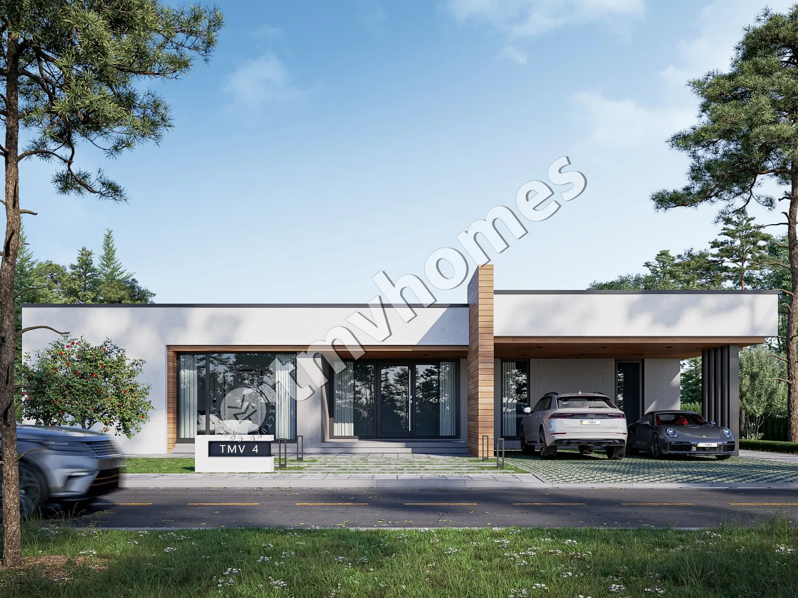 Vieno aukšto namo projektas 243 m²: 4 Miegamieji, 5 Vonios, Atvira virtuvė, be Garažo