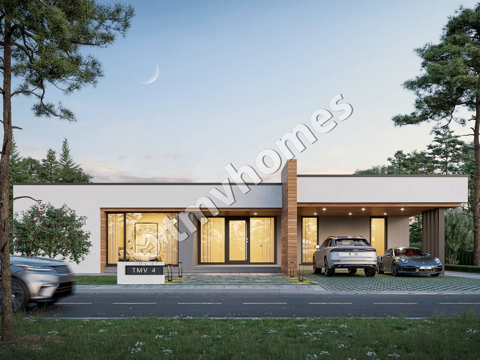 Vieno aukšto namo projektas 243 m²: 4 Miegamieji, 5 Vonios, Atvira virtuvė, be Garažo