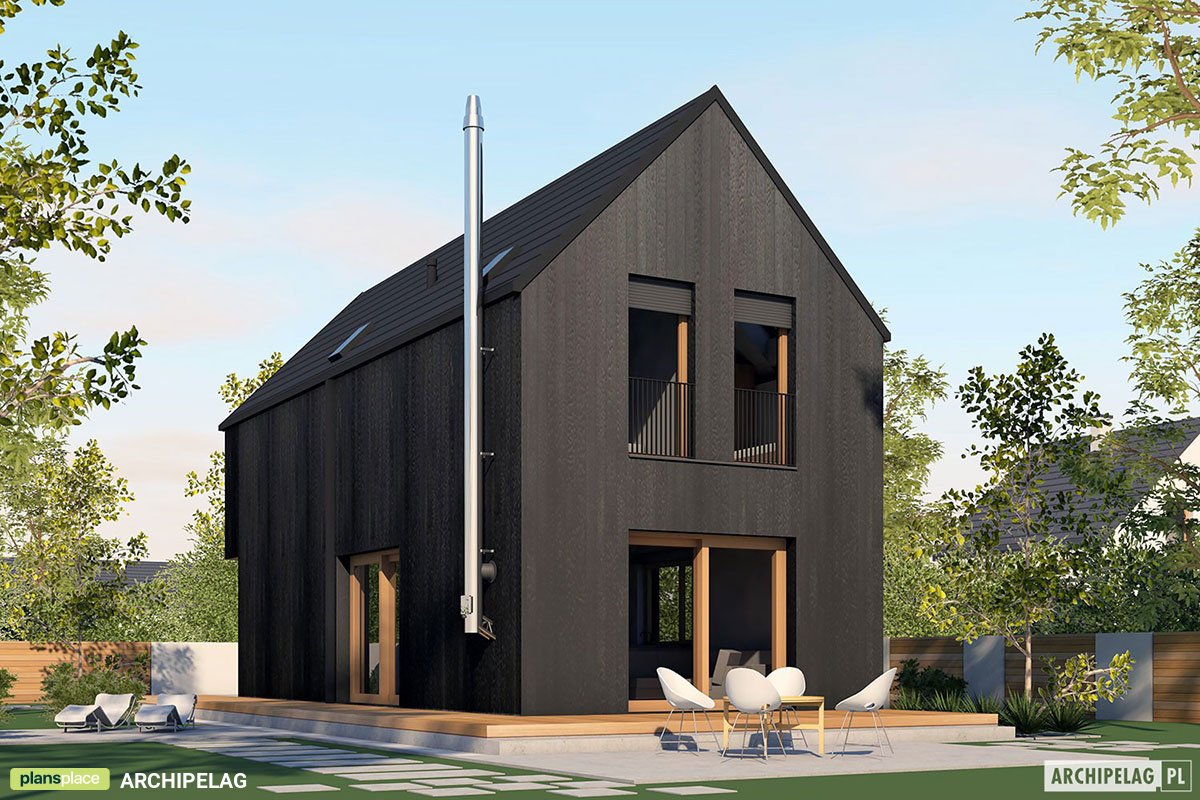 Modern 2-Story Narrow Lot House Plan with Black Elevations