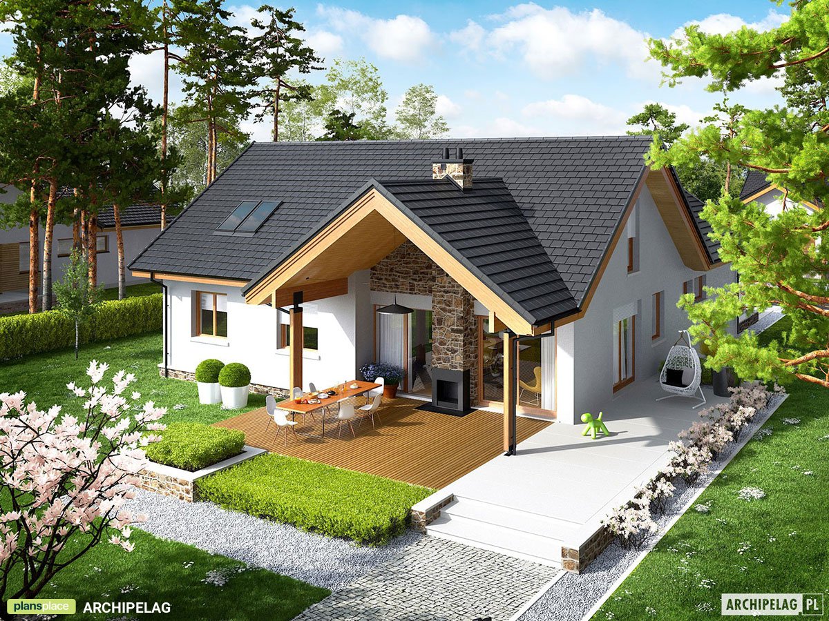 L-Shaped House Plan with Bonus Room Upstairs and Garage