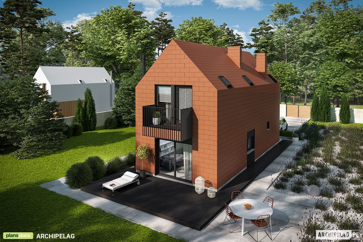 Small Narrow Lot House Plan with 3 Bedrooms and Gable Roof