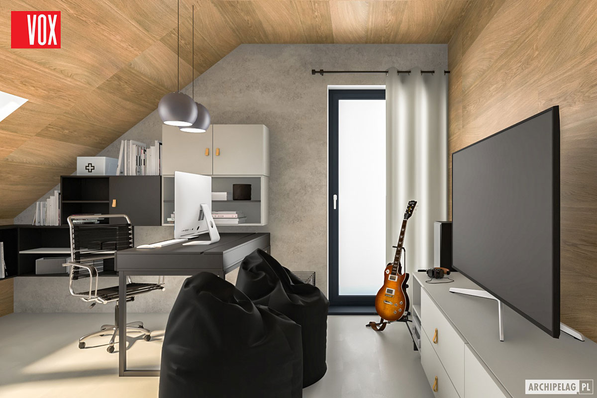 Single Floor Plan with Fireplace in Center of House and Garage