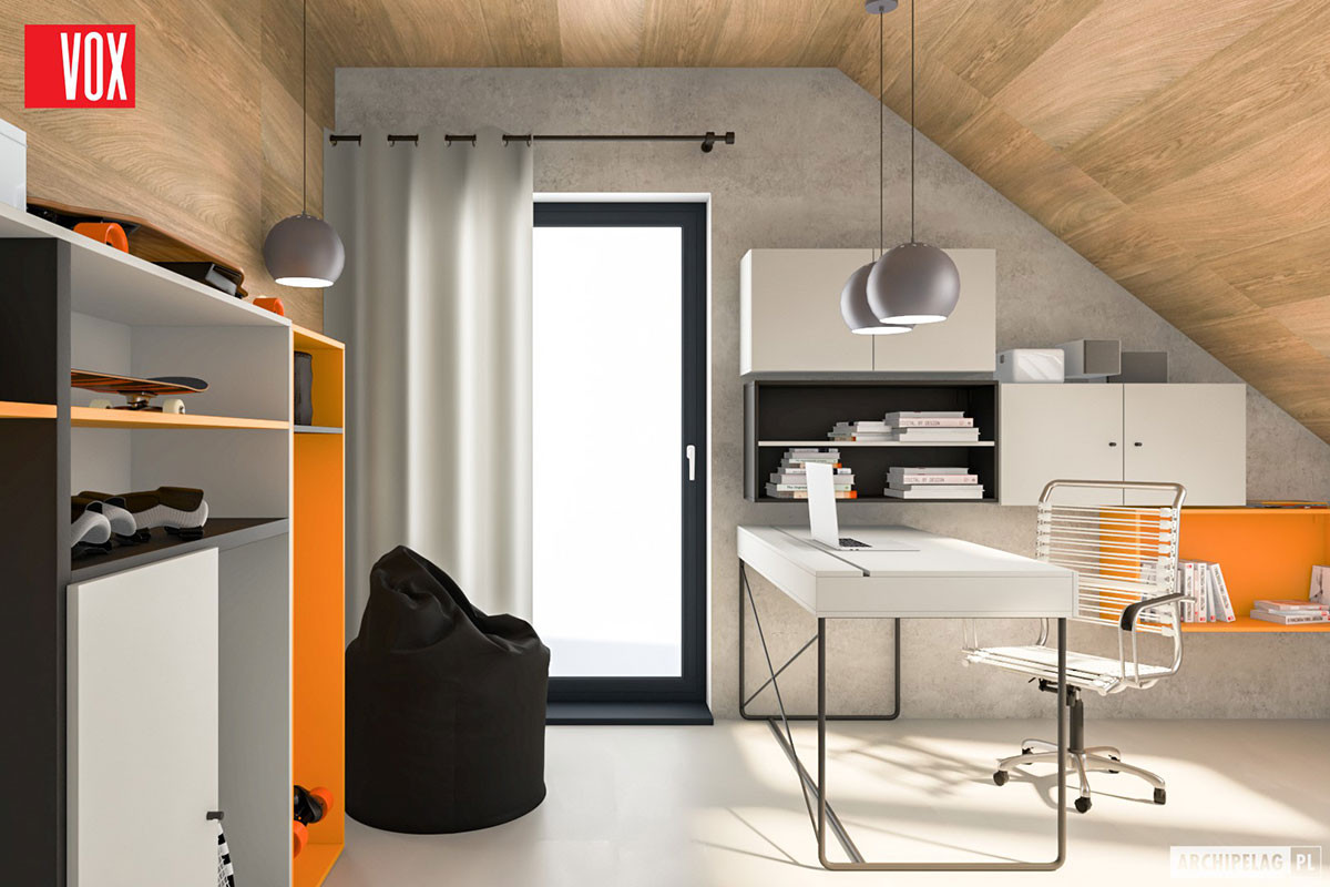 Single Floor Plan with Fireplace in Center of House and Garage