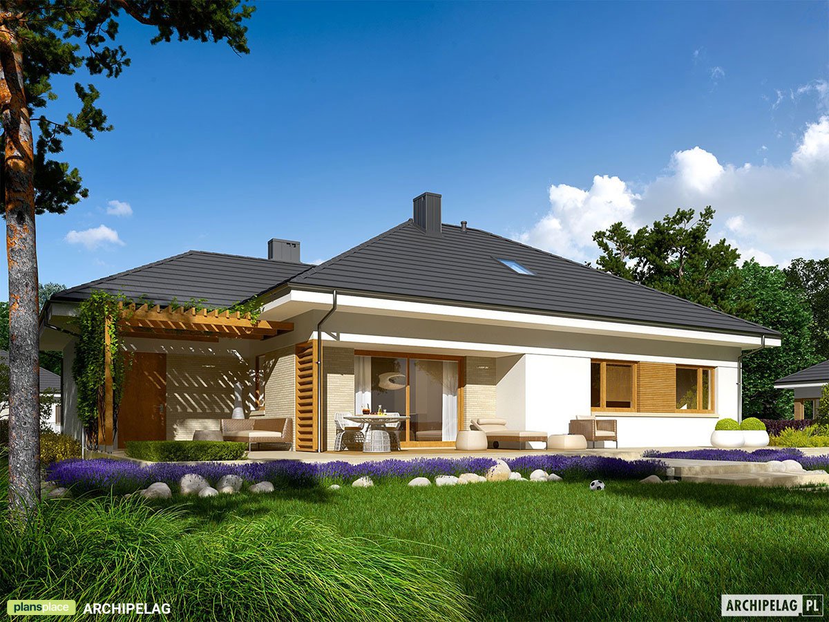 1300 Sq Ft European Home Plan with Fireplace and 1-Car Garage