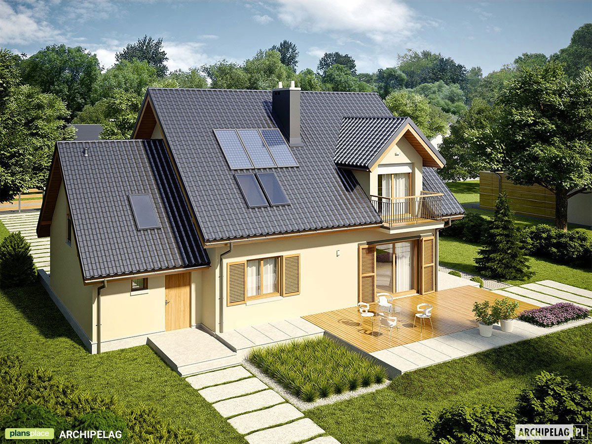 Namo projektas su mansarda 162 m²: 3 Miegamieji, Darbo kambarys, 2 Vonios, Garažas