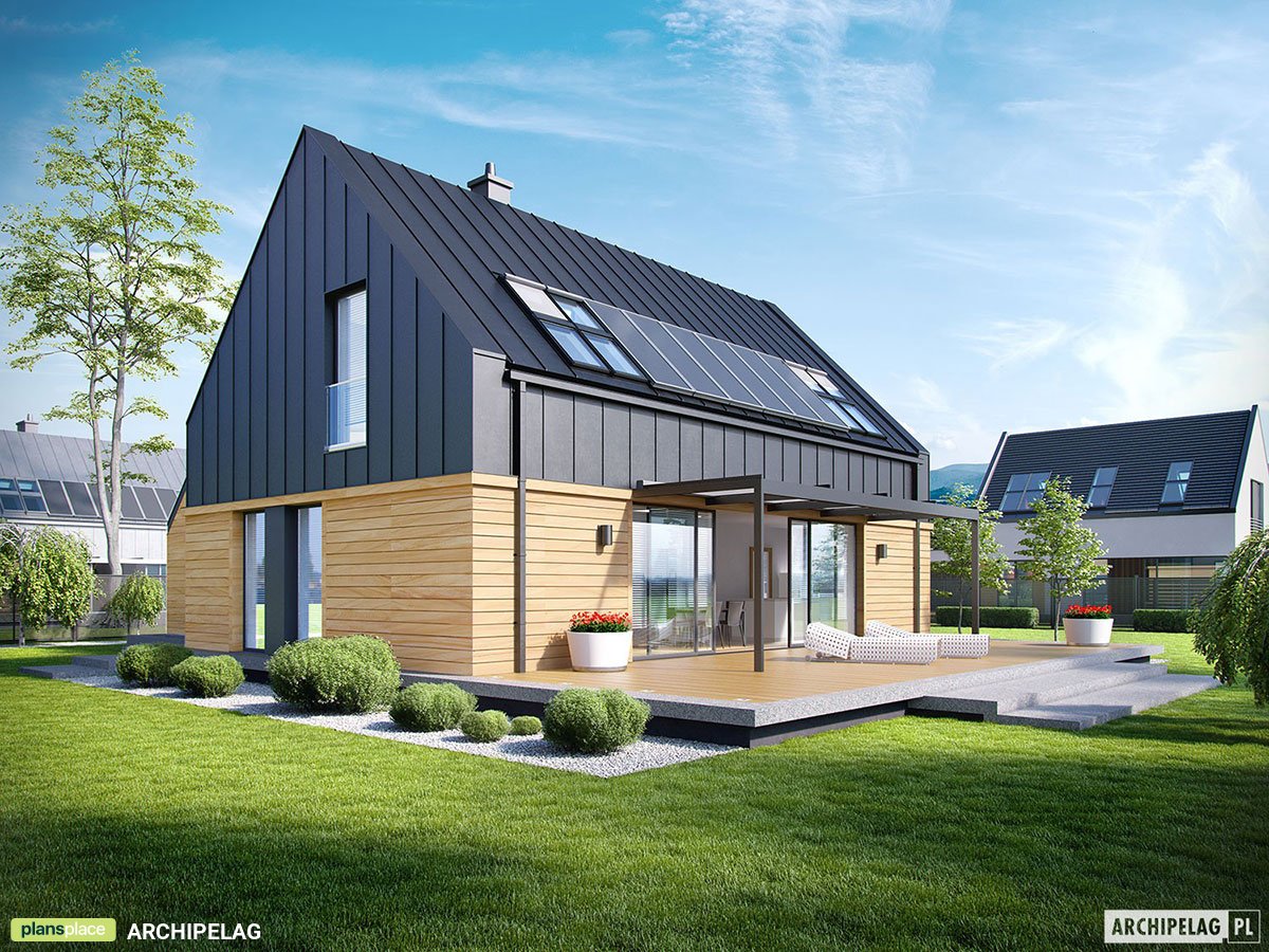 Barn Home Plan with Gable Roof and 3 Bedrooms and Garage