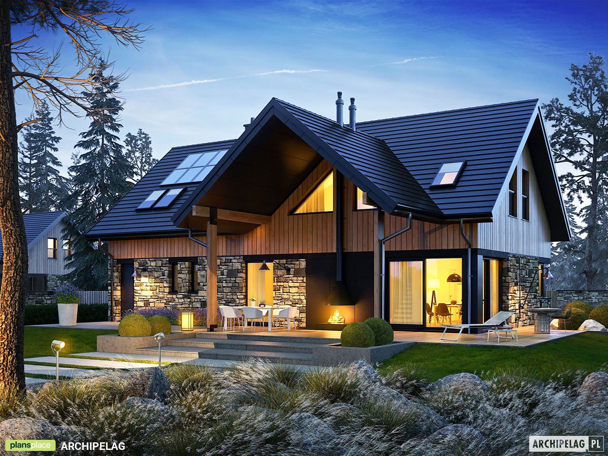 Mountain House Plan wirh Outdoor Living Space and Rear Porch