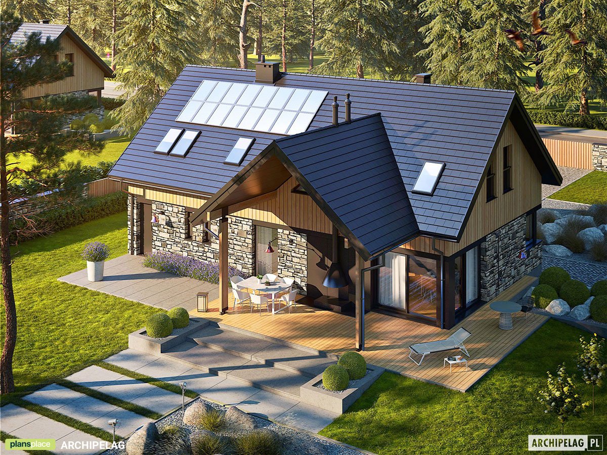 Namo projektas su mansarda 163 m²: 4 Miegamieji, 3 Vonios, Atvira virtuvė, Garažas