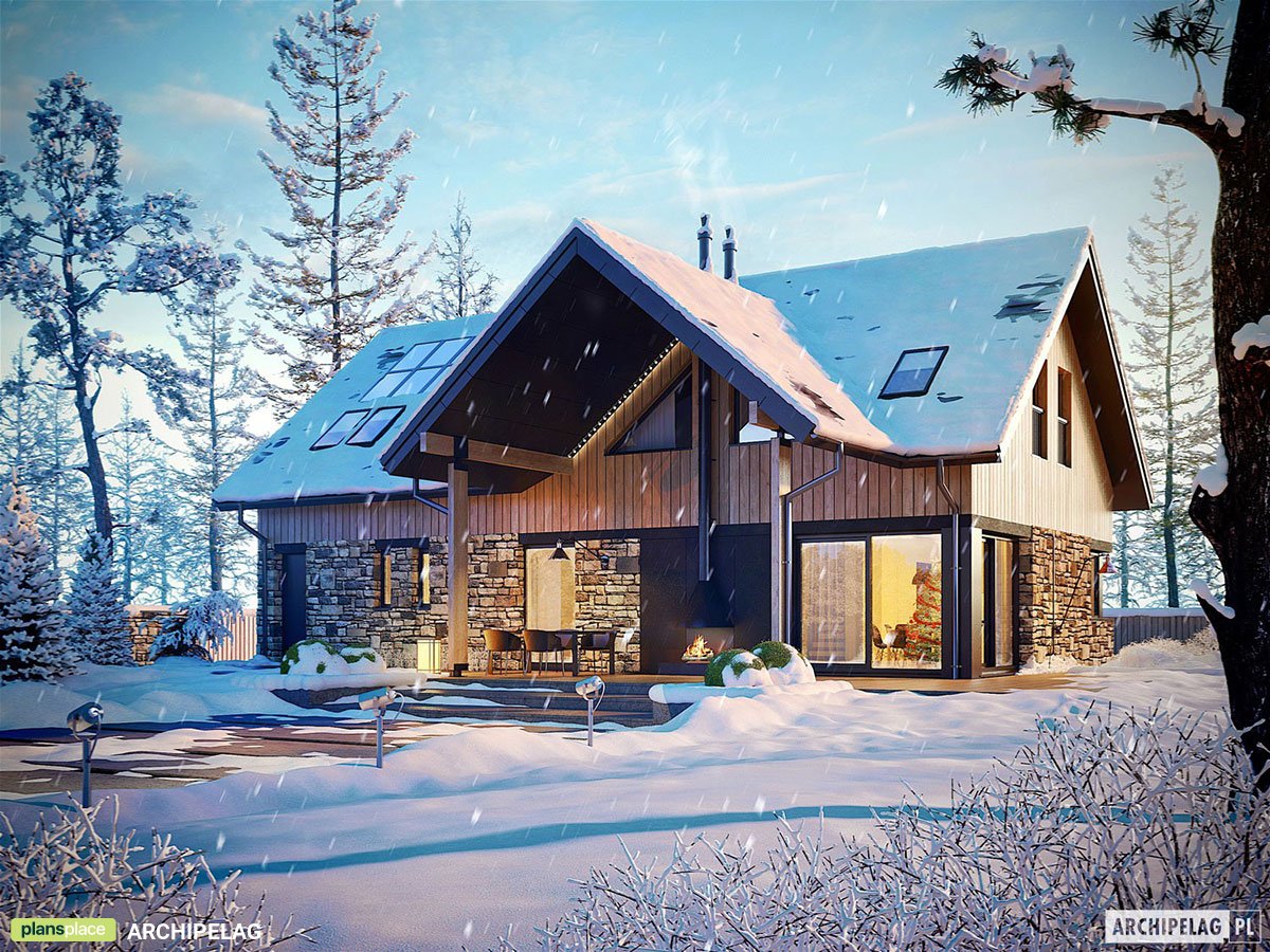 Mountain House Plan wirh Outdoor Living Space and Rear Porch