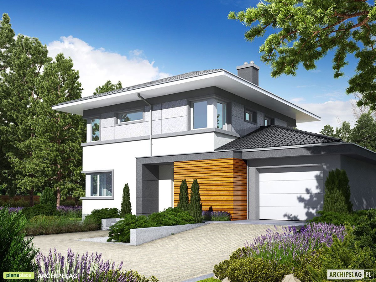 Dviejų aukštų namo projektas 162 m²: 3 Miegamieji, Darbo kambarys, 2 Vonios, Atvira virtuvė, Garažas