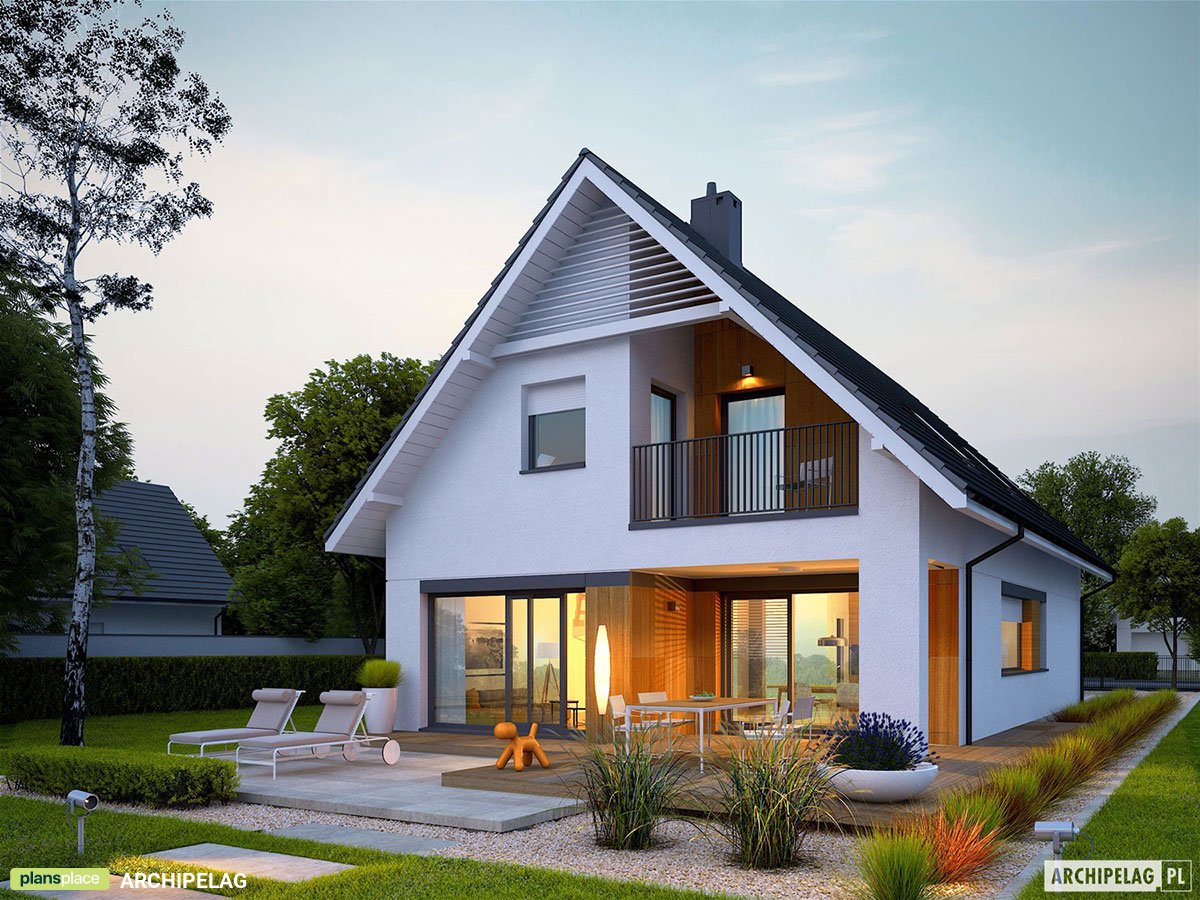 Namo projektas su mansarda 160 m²: 4 Miegamieji, 3 Vonios, Garažas