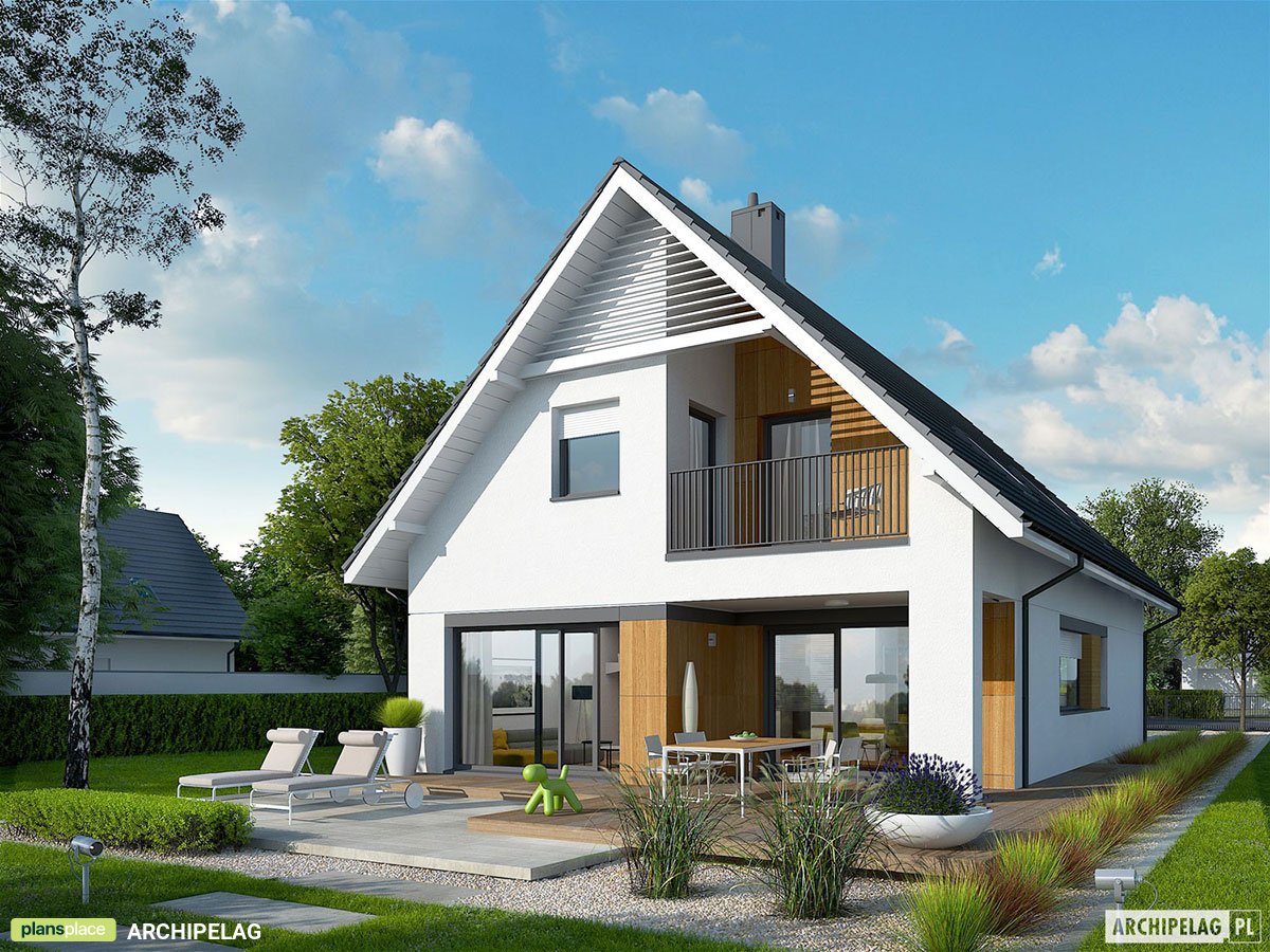 Namo projektas su mansarda 160 m²: 4 Miegamieji, 3 Vonios, Garažas