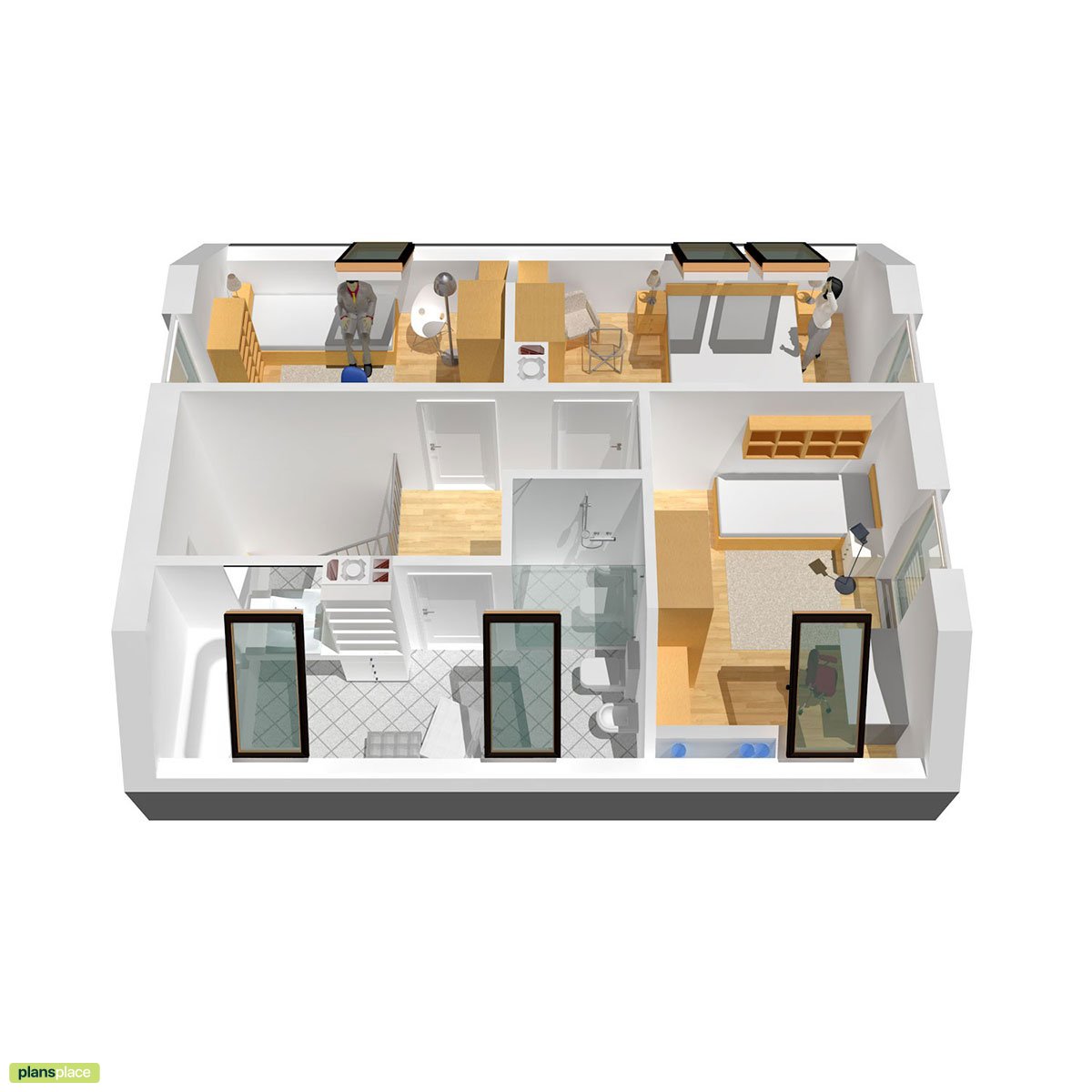 3-Bedroom, 900 Sq Ft House Plan with Main Floor Home Office