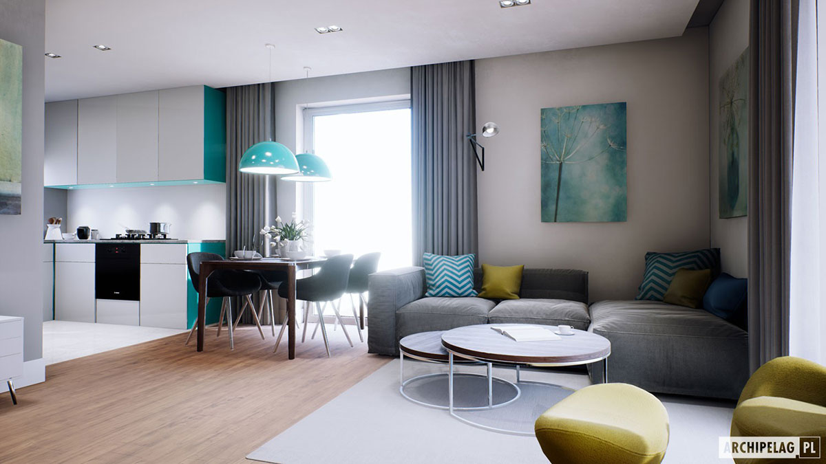 Vieno aukšto namo projektas 106 m²: 3 Miegamieji, 2 Vonios, Atvira virtuvė, Garažas
