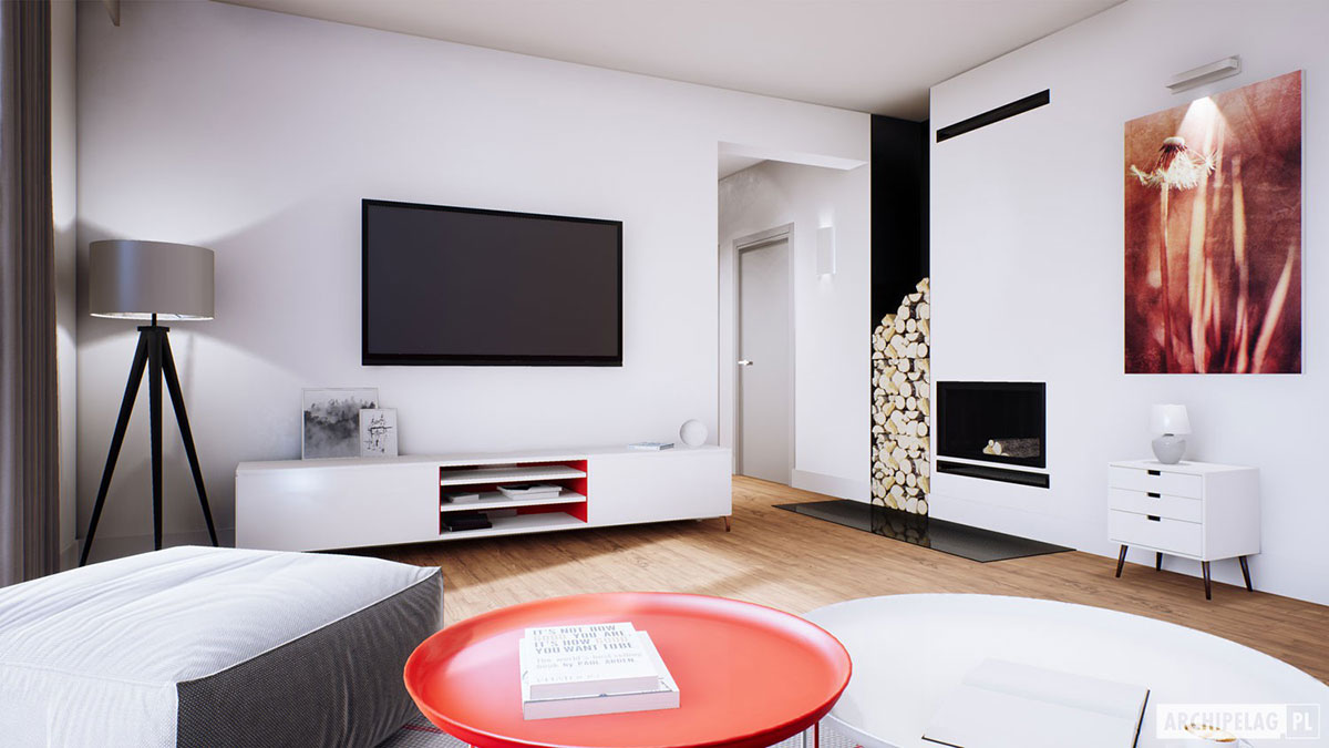 Vieno aukšto namo projektas 85 m²: 3 Miegamieji, 2 Vonios, Atvira virtuvė, be Garažo
