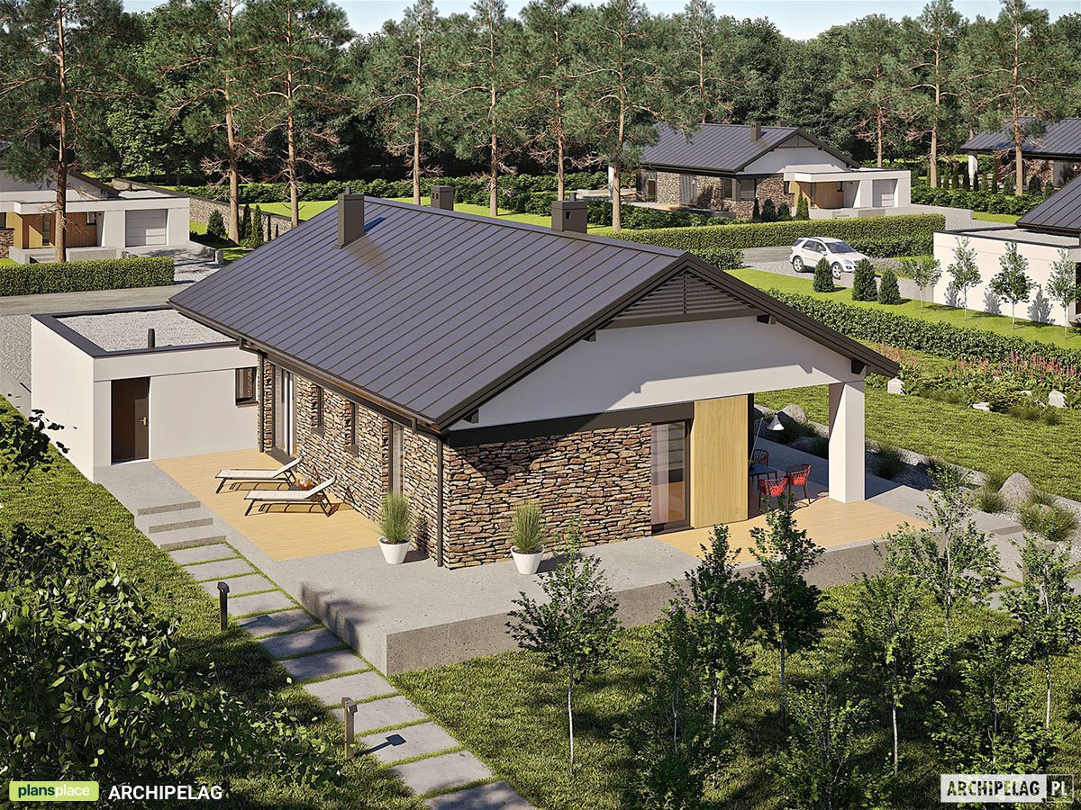 House Plan with 1-Car Garage and Fireplace in Family Room