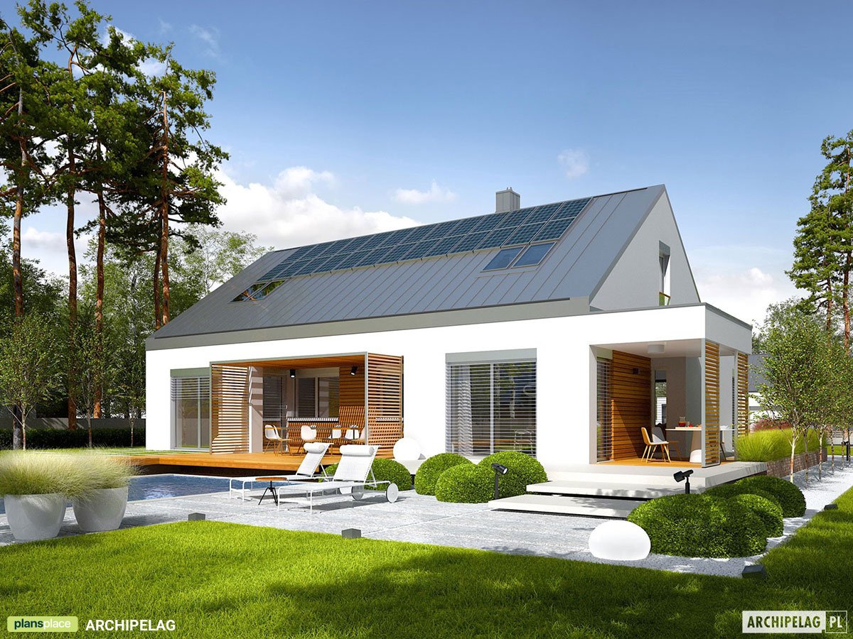 Namo projektas su mansarda 237 m²: 5 Miegamieji, 4 Vonios, Garažas