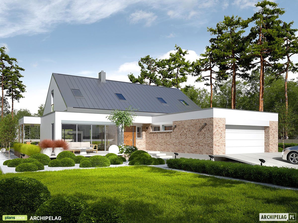 Namo projektas su mansarda 237 m²: 5 Miegamieji, 4 Vonios, Garažas