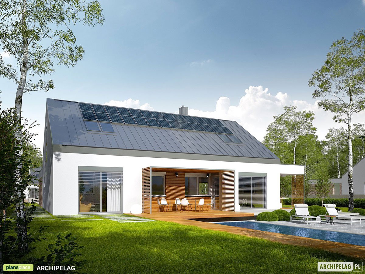Namo projektas su mansarda 237 m²: 5 Miegamieji, 4 Vonios, Garažas