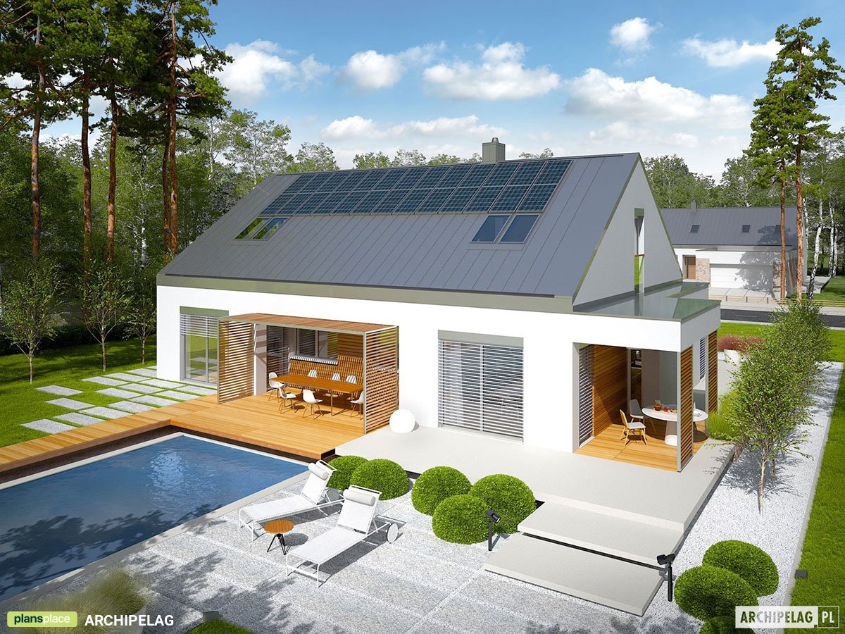 Namo projektas su mansarda 237 m²: 5 Miegamieji, 4 Vonios, Garažas