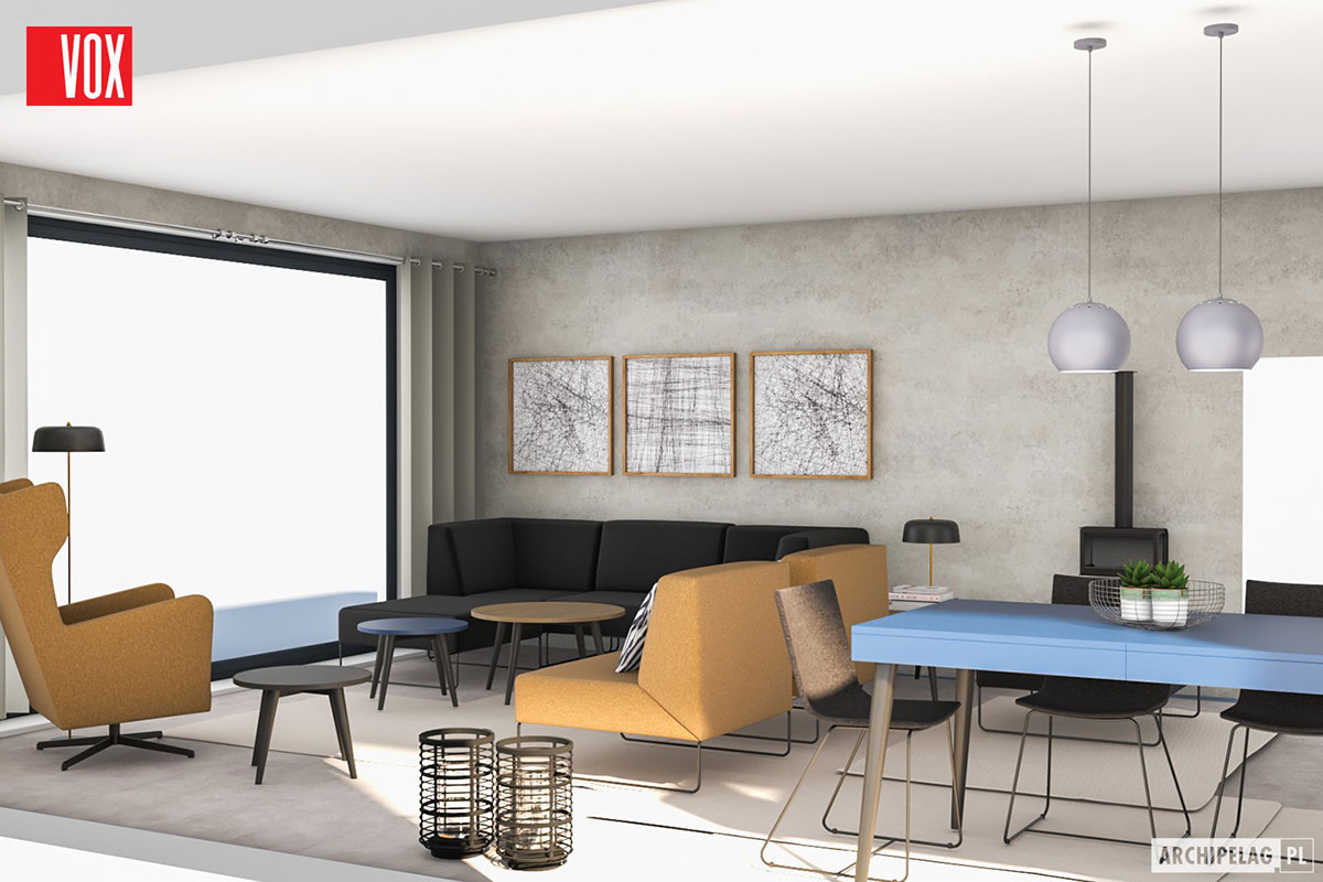 Vieno aukšto namo projektas 150 m²: 3 Miegamieji, 2 Vonios, Atvira virtuvė, Garažas