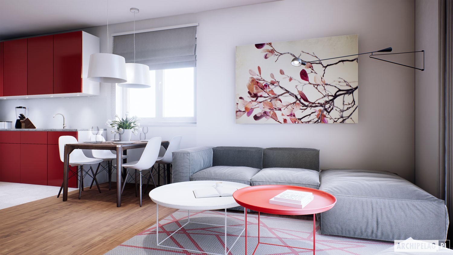 Vieno aukšto namo projektas 85 m²: 3 Miegamieji, 2 Vonios, Atvira virtuvė, be Garažo