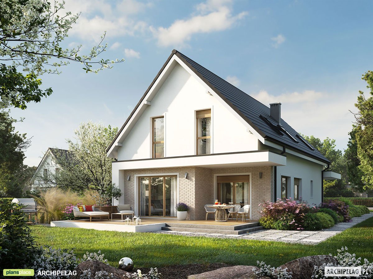 Namo projektas su mansarda 175 m²: 4 Miegamieji, 2 Vonios, Atvira virtuvė, Garažas