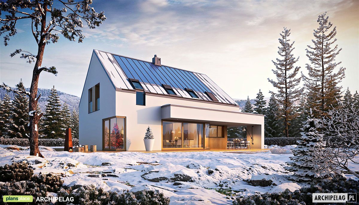 Namo projektas su mansarda 203 m²: 3 Miegamieji, Darbo kambarys, 3 Vonios, Atvira virtuvė, Garažas