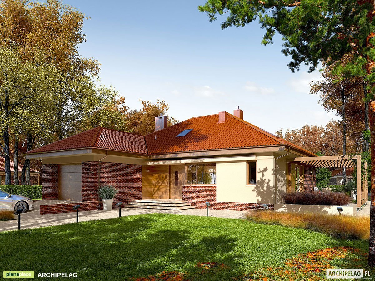 One Level House Plan with Bonus Room, 2 Beds and 1-Car Garage