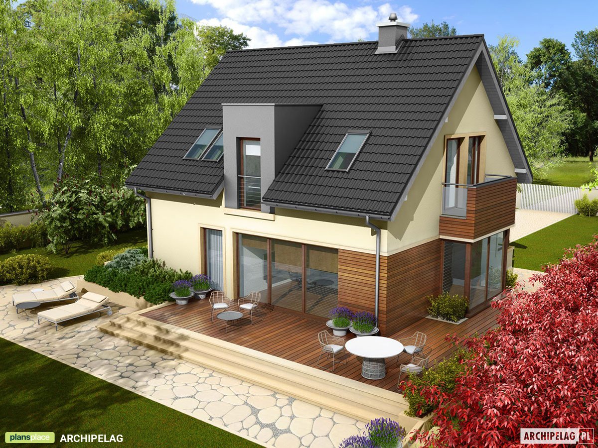 Namo projektas su mansarda 139 m²: 3 Miegamieji, Darbo kambarys, 2 Vonios, be Garažo