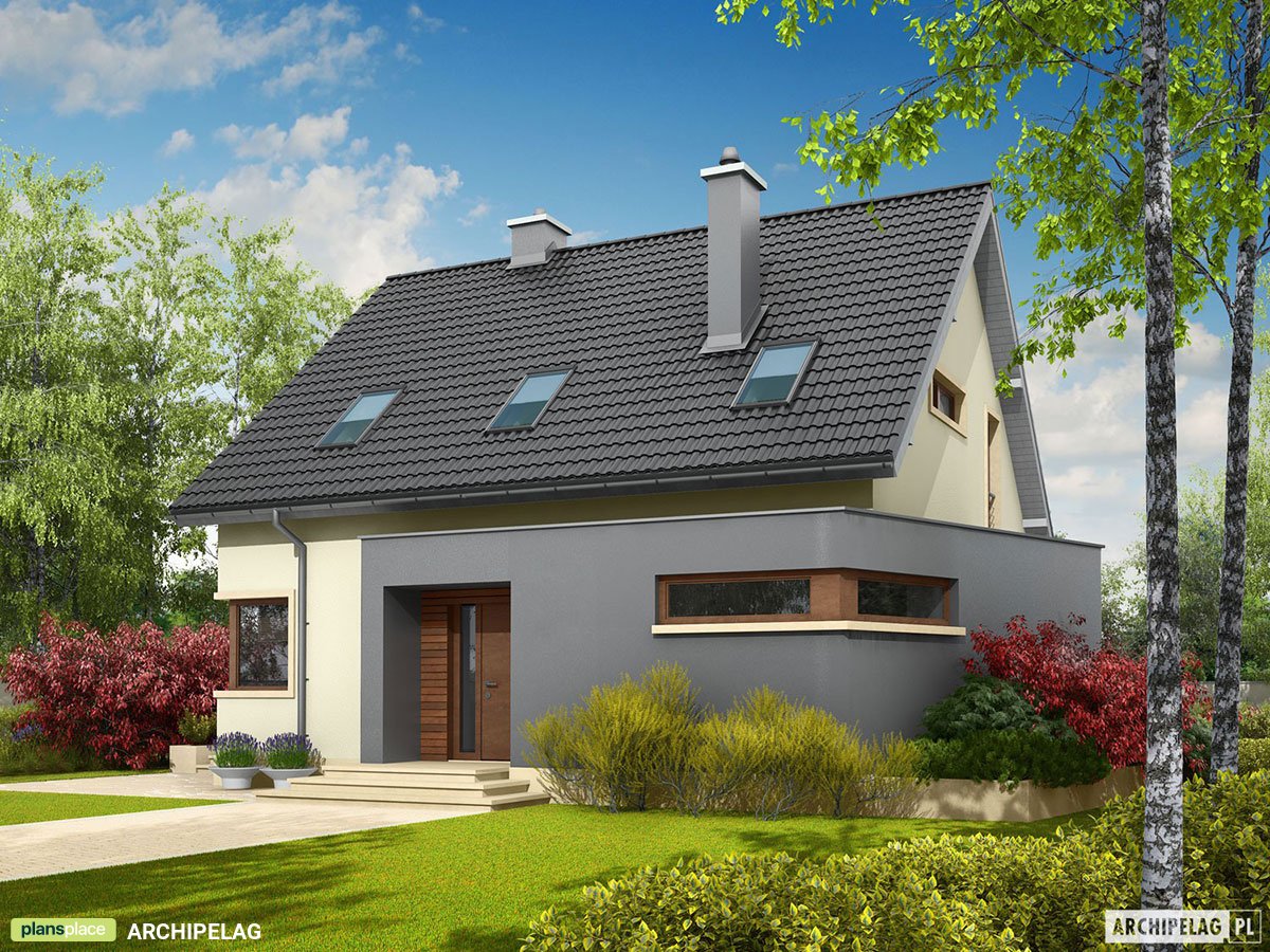 Namo projektas su mansarda 139 m²: 3 Miegamieji, Darbo kambarys, 2 Vonios, be Garažo